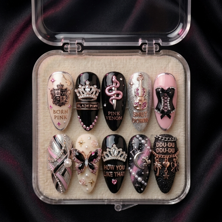 BLACKPINK Handmade Press On Nails | Reusable 3D Nail Set