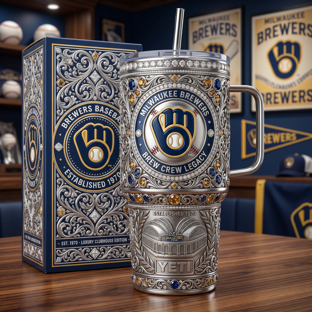 Milwaukee Brewers 40 oz Tumbler with Handle and Lid