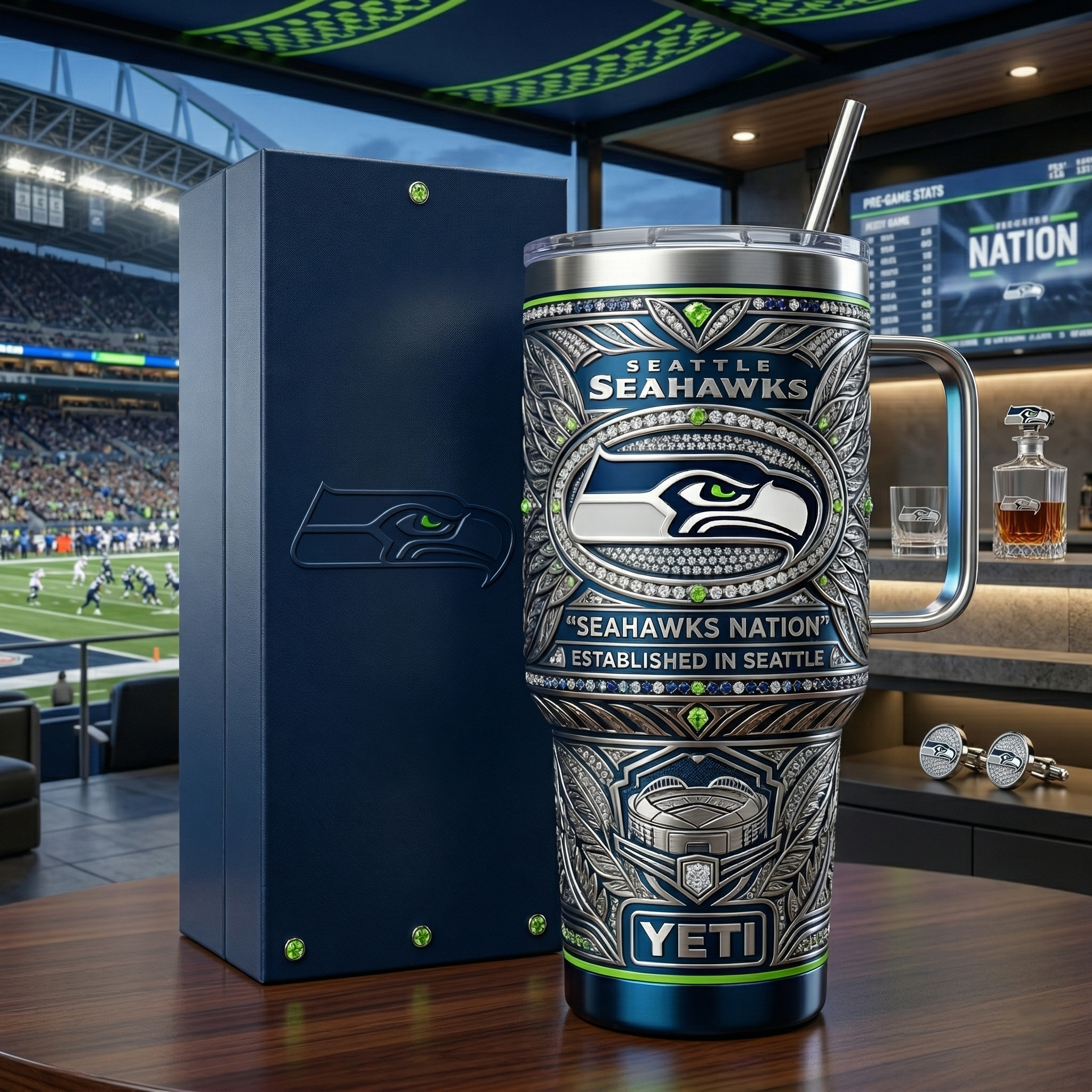 Seattle Seahawks 40 oz Tumbler with Handle and Lid