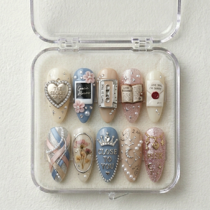 Gracie Abrams Handmade Press On Nails | Reusable 3D Nail Set
